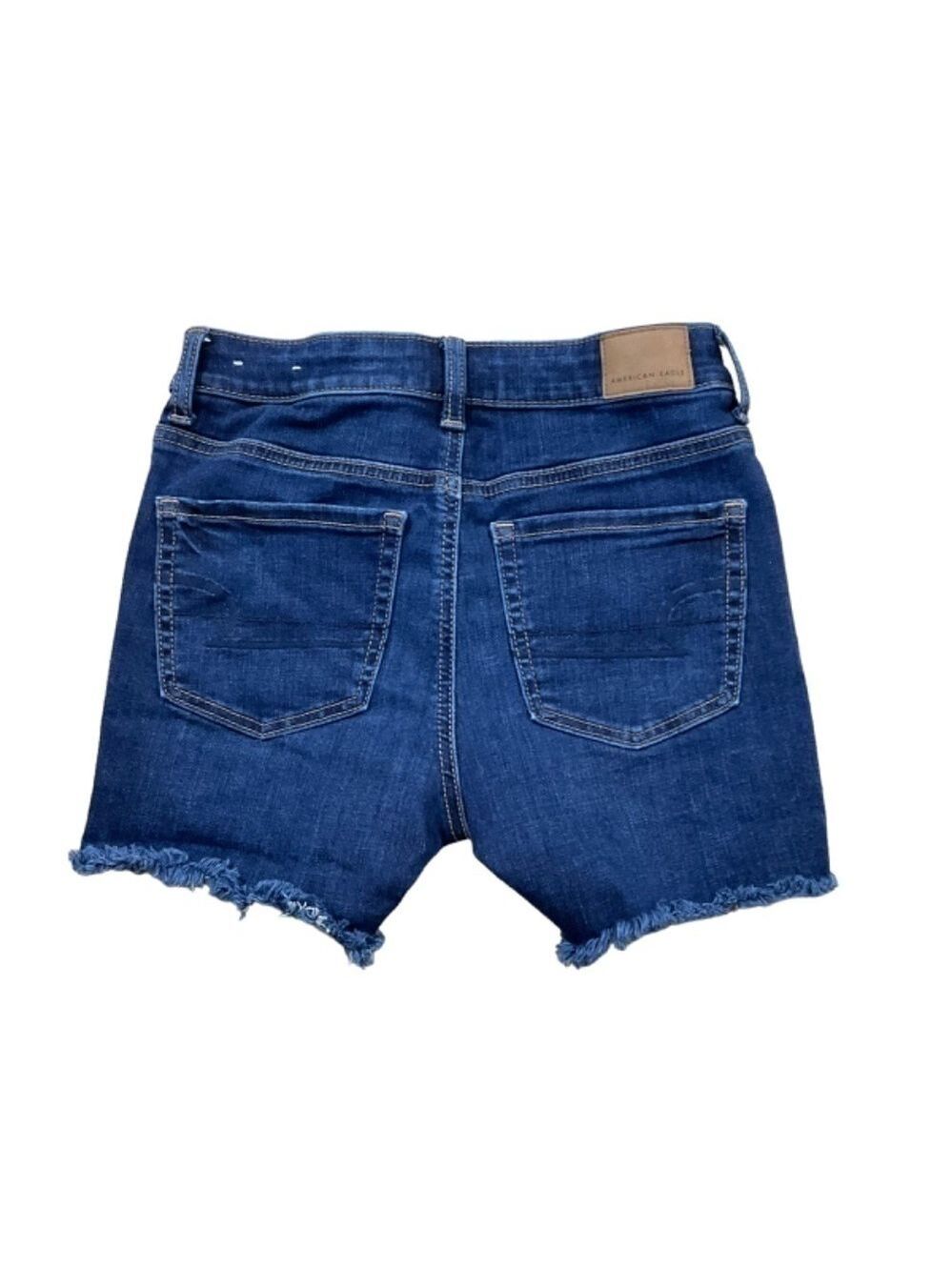 American Eagle Outfitters Hi-Rise Shortie Raw Hem 5 pocket Jean Shorts size 0 - Picture 2 of 10